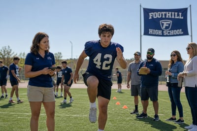 Foothill High Athletic Trainer Observes Balance Test