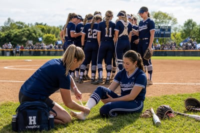 Hempfield Softball Team Huddle at Sunset