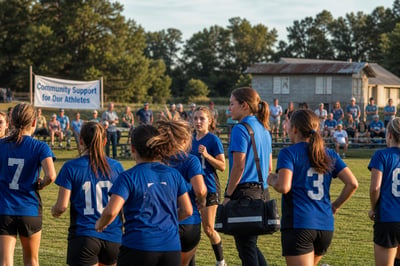 Rustic Athletic Field with Energetic Students and Supportive Crowd