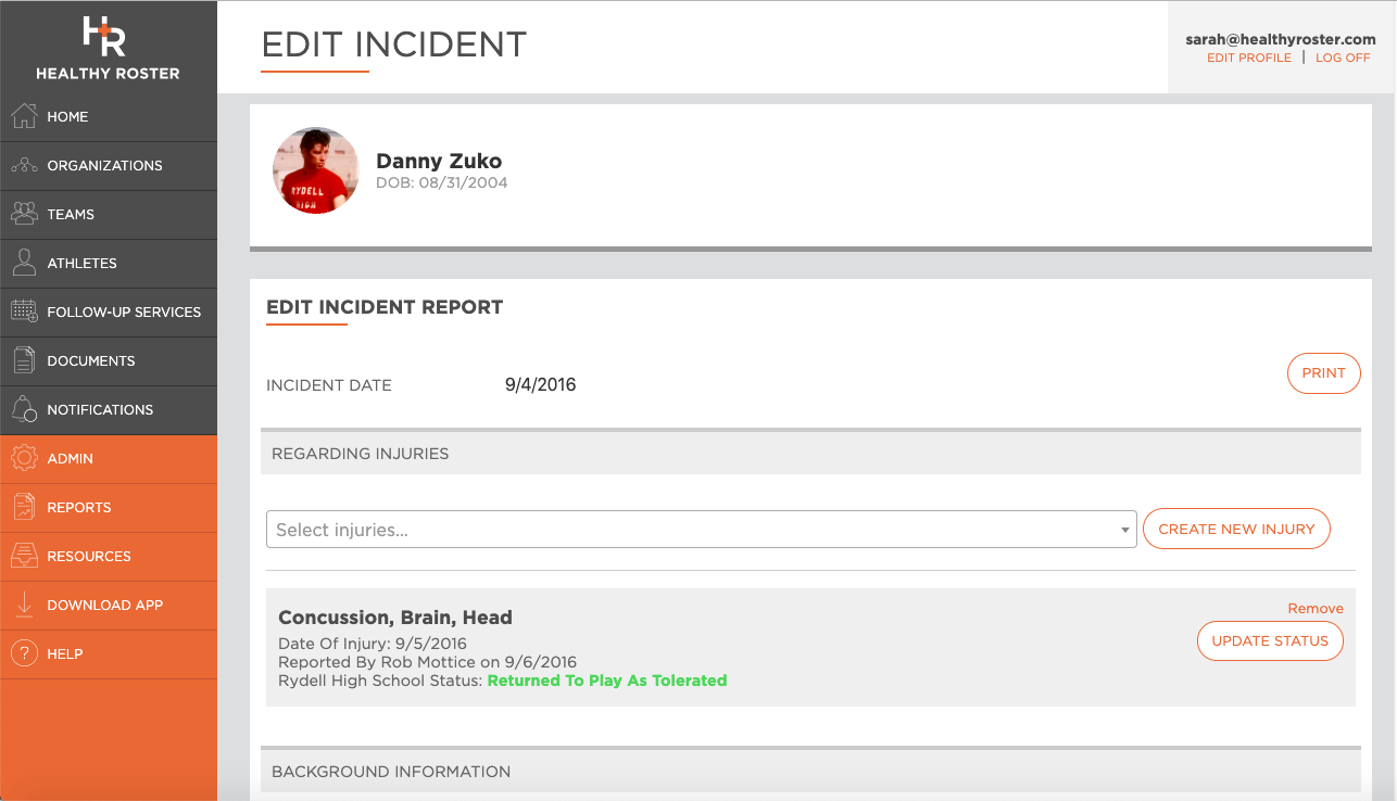 Edit Incident Report 